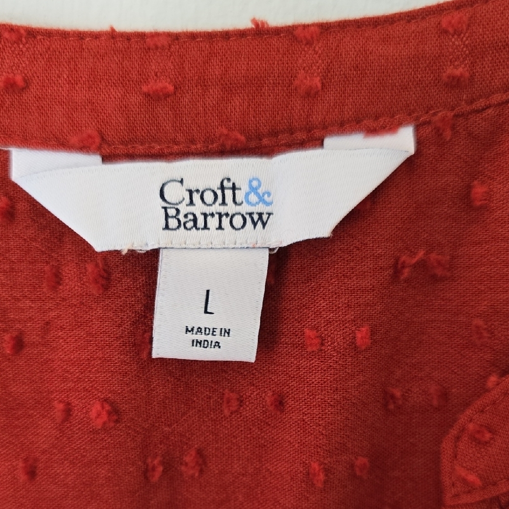 Croft & Barrow Rust Button-Up Blouse - Picture 2 of 10